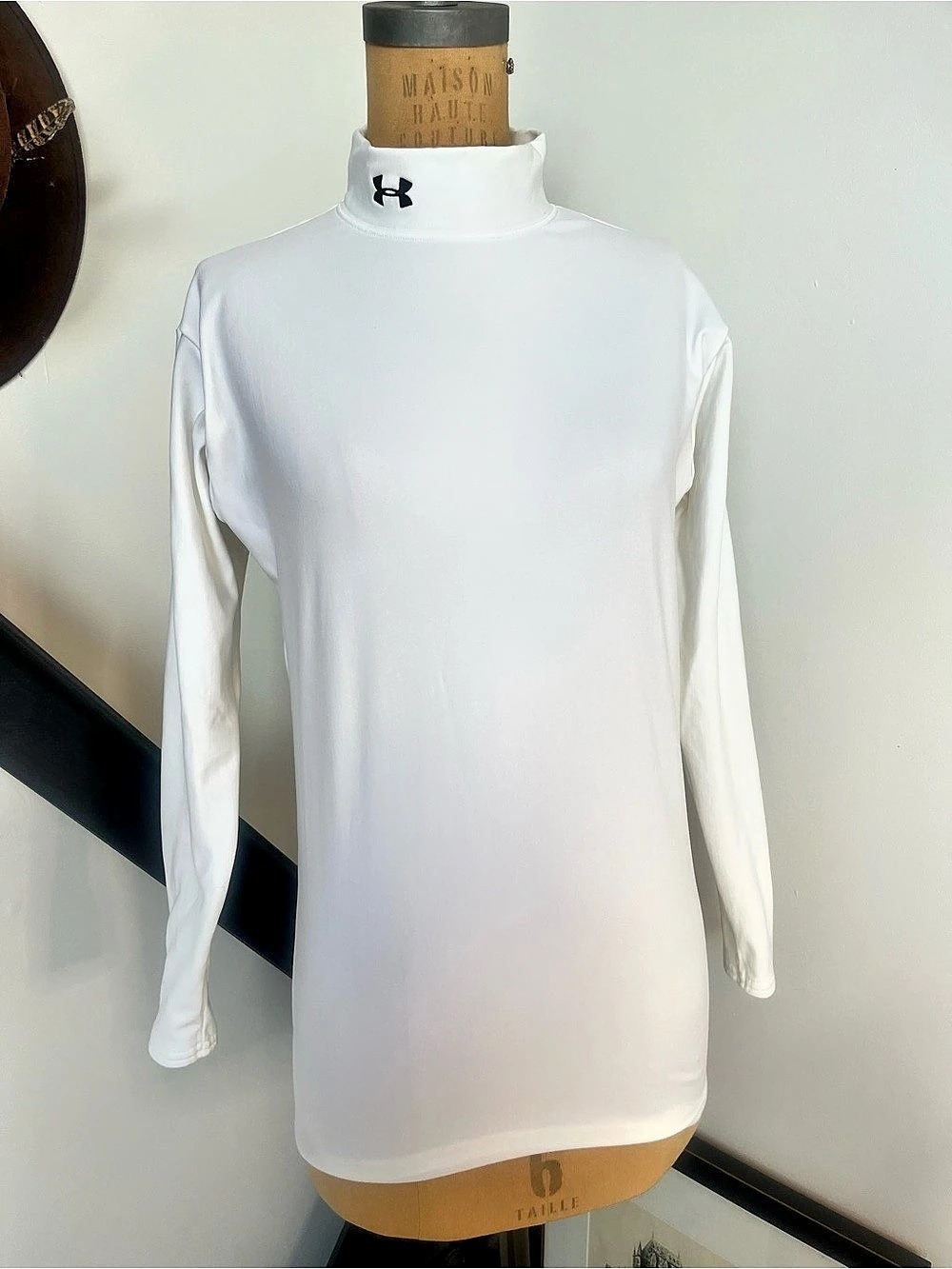 Under Armour ColdGear Authentics Mock Neck Long Sleeve White